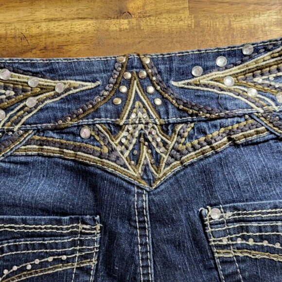Angels Women's Jeans Size 5 Decorative Stitching Crystal Studs Low Rise - Picture 11 of 13